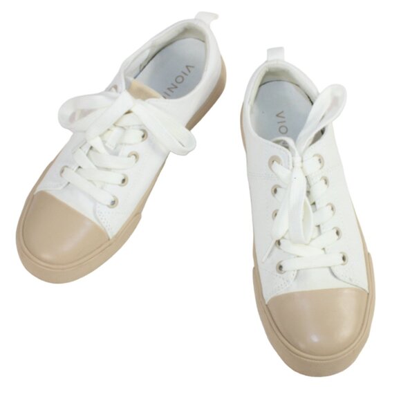 Vionic Upside White Canvas Tan Accent Lace Up Sneakers, Size 6.5 - Picture 6 of 9